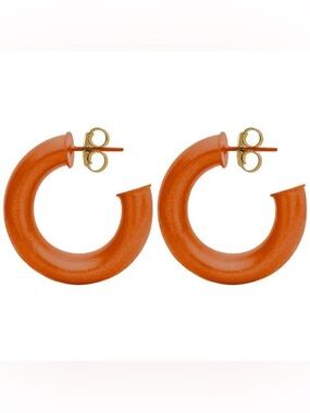 Sheila Fajl Dark Orange Painted Small Chantal Hoops